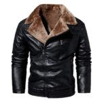 Mens Autumn Winter Thick Leather Jackets Fashion Faux Fur Collar Windproof Warm Men's Jacket Coat Male Clothing